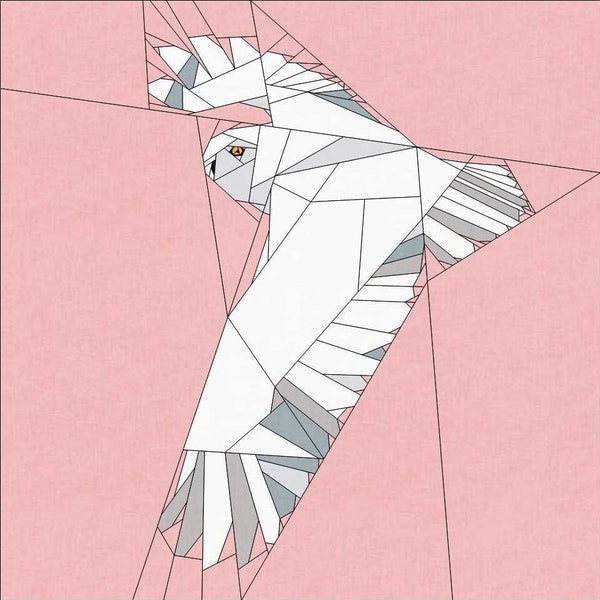The Snowy Owl Foundation Paper Pieced Pattern, FPP Quilt Block