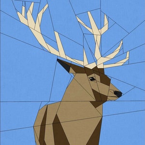 Il modello FPP "The Red Deer Stag", blocco per quilt Foundation Paper Piecing