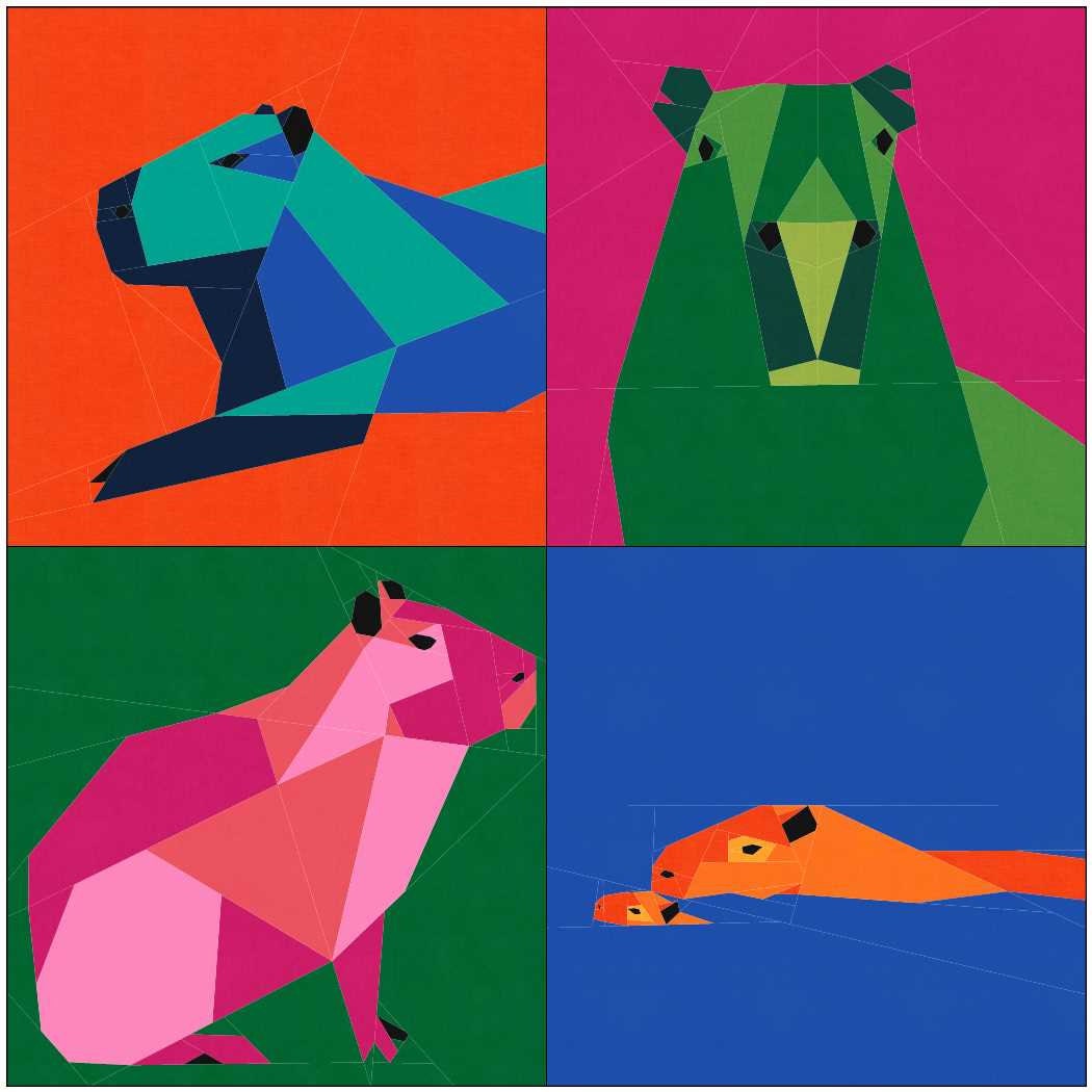 The Capybara Series - All Four Patterns. Foundation Paper Piecing, FPP ...
