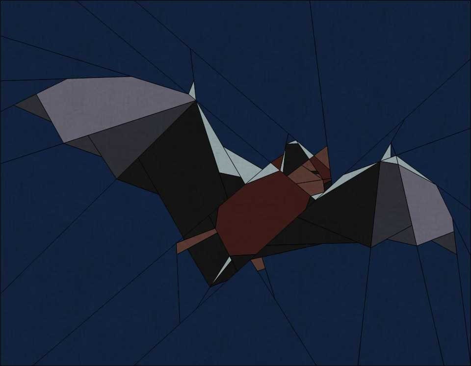 Pipistrelle Bat Foundation Paper Piecing Pattern, Quilting FPP block, Halloween wildlife sewing pattern