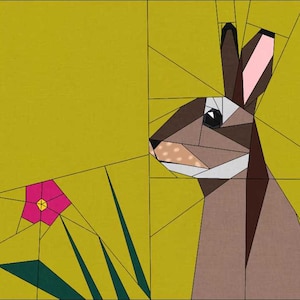 Rabbit Foundation Paper Piecing block, FPP Quilting sewing pattern