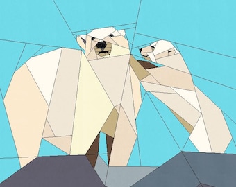 The Polar Bears FPP Pattern, foundation paper piecing, quilt block