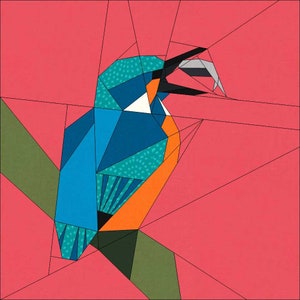 Kingfisher Foundation Paper Piecing Quilt block, FPP sewing pattern