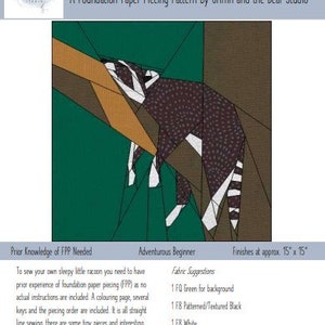The Racoon Foundation Paper Piecing Pattern PDF, FPP Quilt Block - Etsy