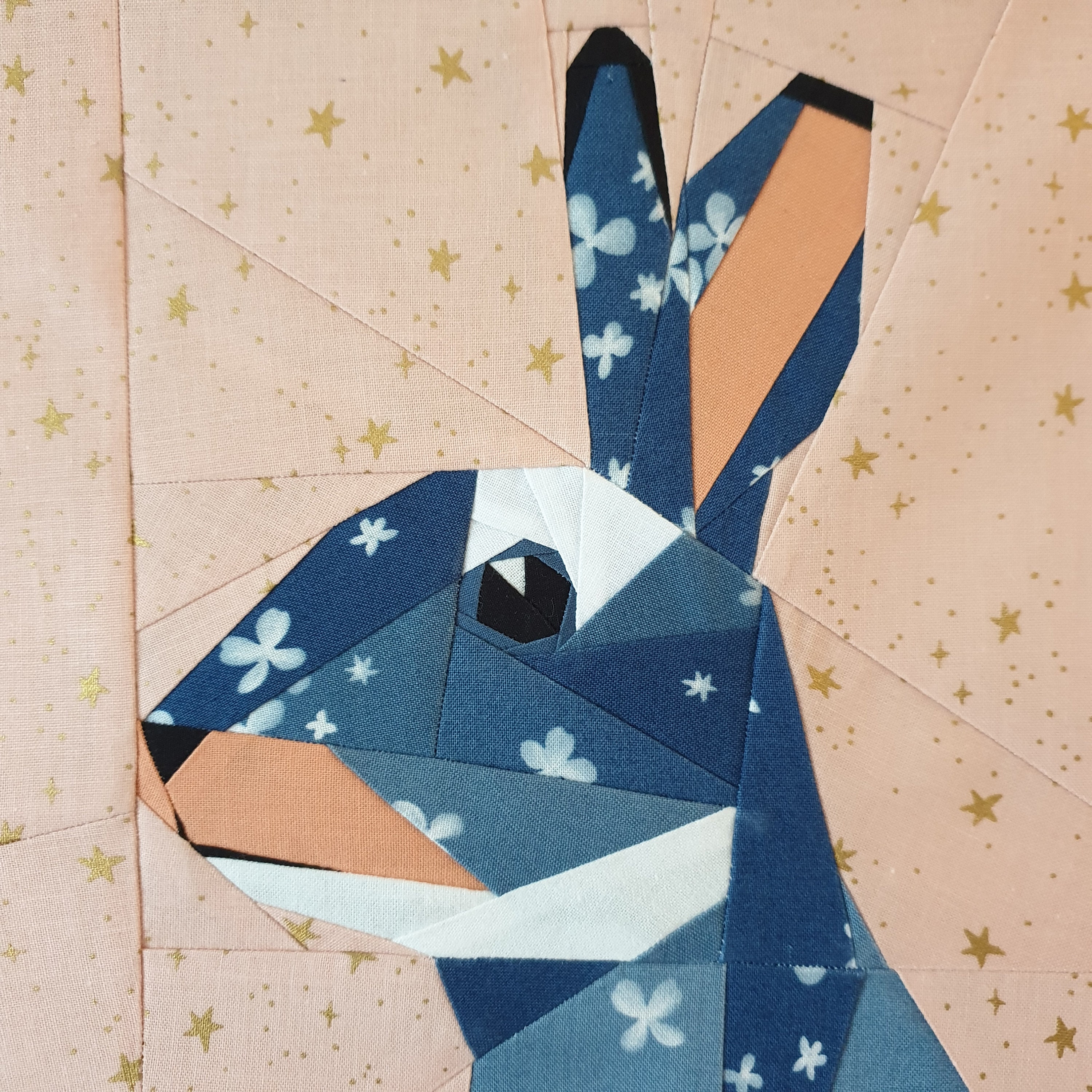 Rabbit Foundation Paper Piecing Block, FPP Quilting Sewing Pattern ...