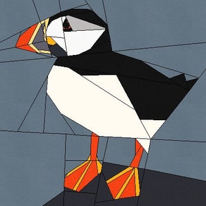 Puffin FPP Quilt Pattern, Foundation Paper Piecing Pattern, Sea Parrot quilting