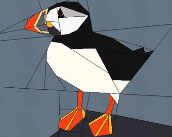 Puffin FPP Quilt Pattern, Foundation Paper Piecing Pattern, Sea Parrot quilting