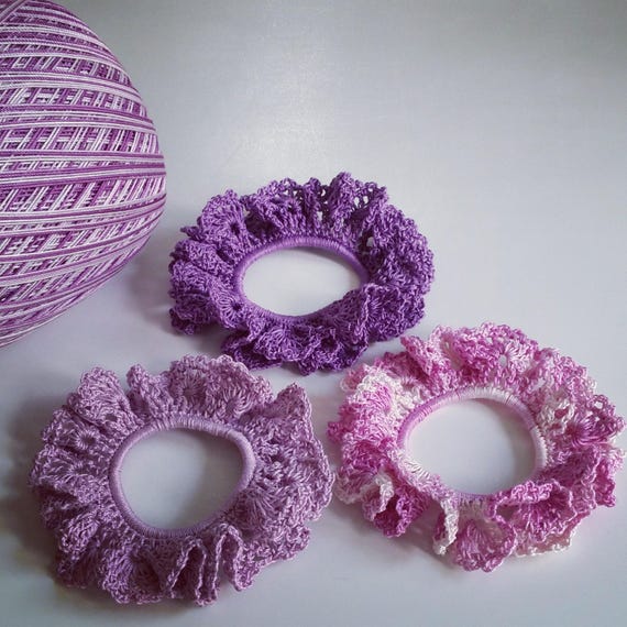 Crochet Knit Hair Ties Lace Scrunchies Band Elastic Ponytail Etsy