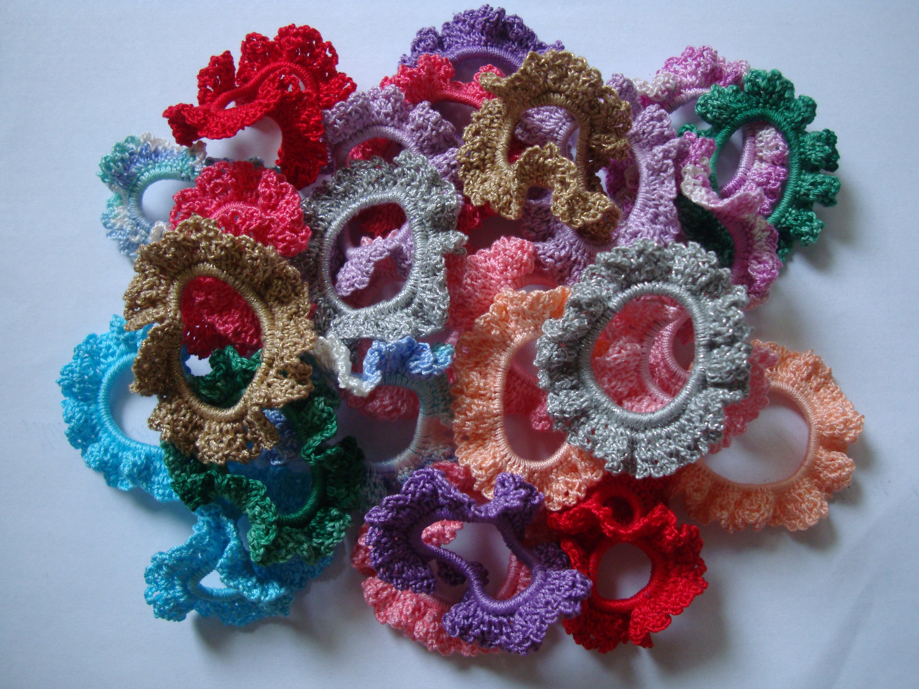 Crochet Knit Hair Ties Lace Scrunchies Bands Elastics Etsy