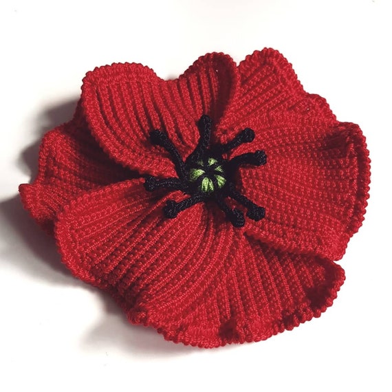 Handmade Crochet Rememberance Poppy Brooch