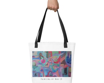 Tote bag met bedrukt schilderij van Nok CK