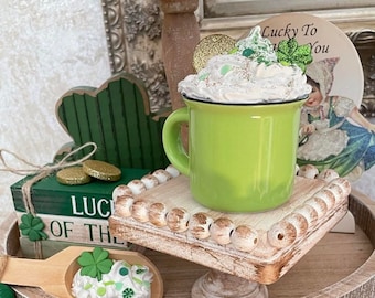 St. Patrick's Day Mini Mug with faux whipped cream| st. Patrick's day decor|tiered tray decor| mini mug