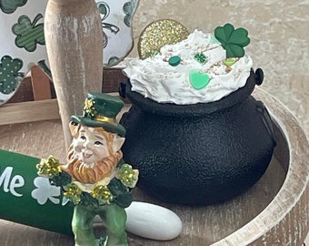 St. Patrick's Day "Pot of Gold"| Faux whipped cream| tiered tray decor