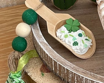 Mini Wooden Shamrock Scoop| Tiered tray scoop| st. patrick's day mini scoop