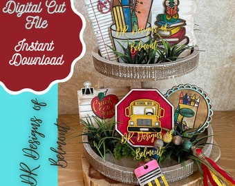 Back to School Tiered Tray Digital Download File - Back to School Tiered Tray DIY - Lehrer Tiered Tray