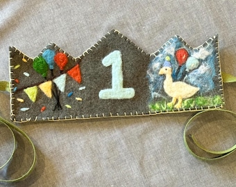 Handgefilzte Geburtstagskrone - Dummergans