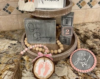 Baby Shower Tiered Tray Decor