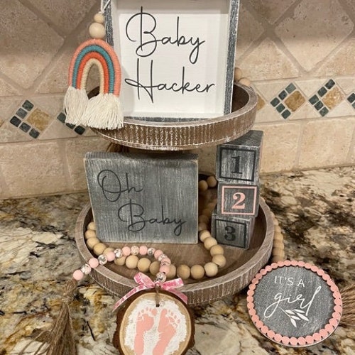 Baby Shower Tiered Tray Gender Reveal Set of 9 DIY Baby Etsy
