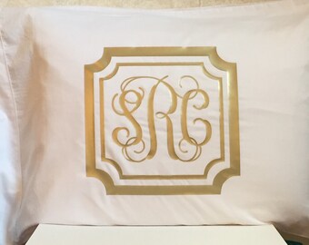 Scalloped Frame Monogrammed Pillowcase