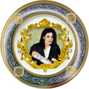 【30cm飾り皿】マイケルジャクソン ジェフクイーンズ アンティークプレート Michael Jackson Plate - Etsy