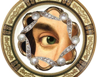 Lover Eye pearls - Fine China Plate - #0781