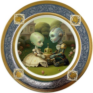 Robot Couple 3 - Fine China Plate - #0773