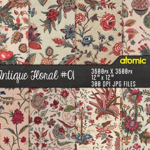 Antique Floral Brocade Wallpaper // Instant Download // decoupage // scrapbook