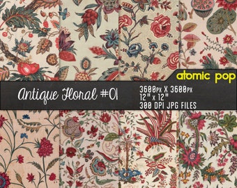 Antique Floral Brocade Wallpaper // Instant Download // decoupage // scrapbook