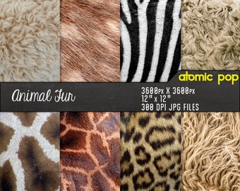 Instant Download // Animal Fur Texture Zebra Giraffe. Zoo Digital Paper Pack // Textured Hi Res Decoupage