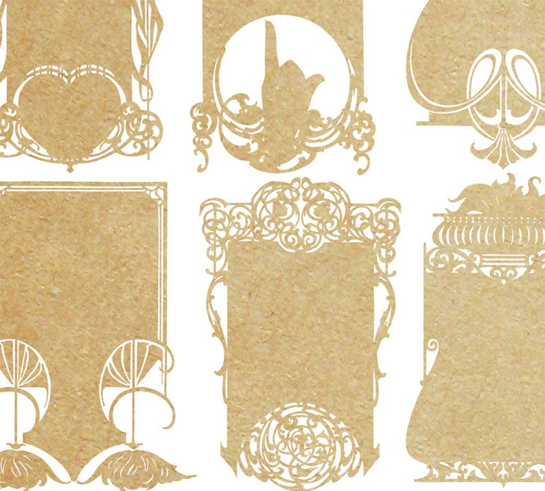 Instant Download // Art Nouveau Silhouette Frames Digital File Photoshop Brushes, Decoupage, and Vector File image 3