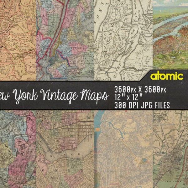 vintage Cartes imprimables de New York City Environment Area // Digital Paper Pack // Téléchargement instantané // Découplage // Scrapbook