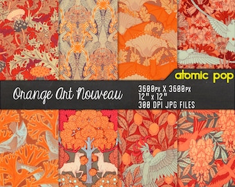 Vintage Art Nouveau Wallpaper Textile Digital Paper Pack  // Instant Download // decoupage // scrapbook