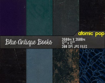 Instant Download // Antique Blues Book Grunge Cover Digital Paper // Texture Hi Res Scrapbook //