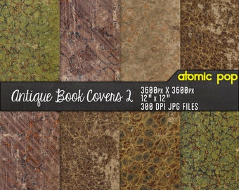Instant Download // Antique Greens Book Grunge Cover Digital Paper // Texture Hi Res Scrapbook //