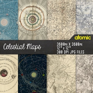 Vintage Himmlische Karte Sterne Astrologie digitales Papier pack / / Instant Download / Decoupage / / Scrapbook