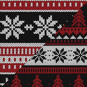 Instant Download // Black Red Knit Sweater Holiday Digital Paper Pack// Seamless Tiles // Christmas snowflakes chevron Digital Scrapboking image 2