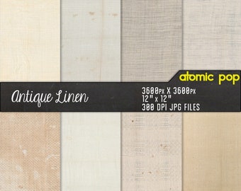 Antique Cream Linen Texture Textile Paper Digital Pack Scrapbooking Paper // Instant Download