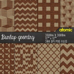 Instant Download // Burlap Geometric PatternsTriangles Digital Paper Pack// Scrapbooking Hi Res