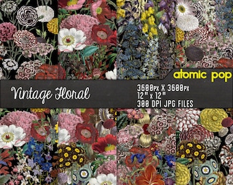Instant Download // Vintage Floral Seamless Tile Repeating Pattern Wallpaper Digital Paper Pack
