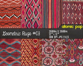 Instant Download // Antique Geometric Woven Tapestry Rugs Texture Digital Papers // Scrapbooking // Digital Download