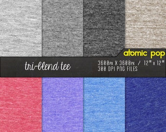 Tri-Blend Vintage Tee Shirt Jersey Cotton Fabric Digital Paper Pack// Instant Download for Decoupage, Scrapbooking, and Crafts