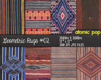 Instant Download // Antique Geometric Woven Tapestry Rugs Texture Digital Papers // Scrapbooking // Digital Download