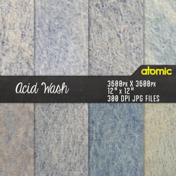 Instant Download // Acid Wash Denim Jean Digital Paper Pack// Textured Hi Res Decoupage