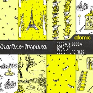 Instant Download // Madeline Inspired Yellow Wallpaper Digital Paper Pack // Children's Book