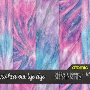 Instant Download // Washed Out Pink Blue Psychedelic Tie Dye Digital Paper Pack// Textured Hi Res Decoupage image 1