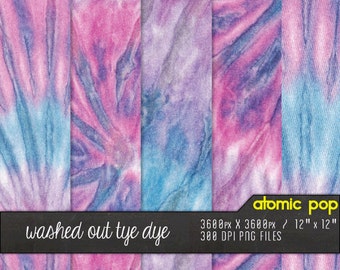 Instant Download // Washed Out Pink + Blue Psychedelic Tie Dye Digital Paper Pack// Textured Hi Res Decoupage