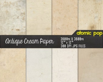 Instant Download // Antique Cream Paper Digital Paper Pack // Textured Hi Res Decoupage