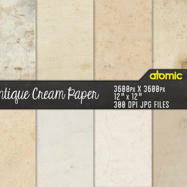 Instant Download // Antique Cream Paper Digital Paper Pack // Textured Hi Res Decoupage