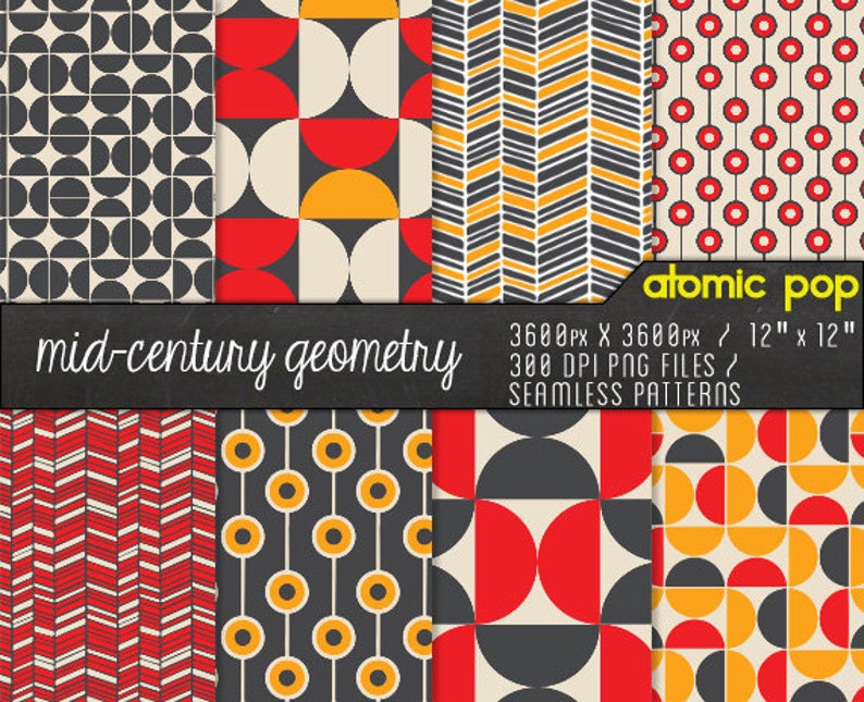 Instant Download // Modern Colorful Geometric Mid-century Wallpaper ...