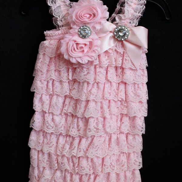 Pink Petti Lace Romper Set